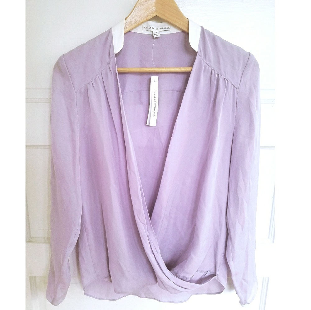 NWT Chelsea and Walker Lavender Crossover Blouse